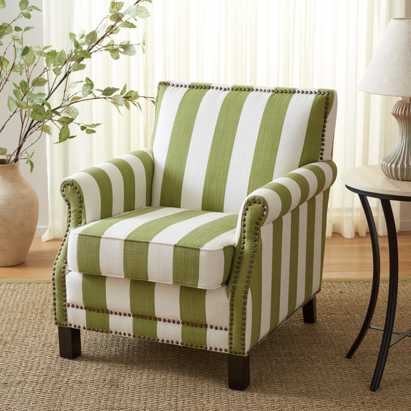 Fauteuil Lawson de 28,3 cm de large, Mélange de polyester vert / blanc