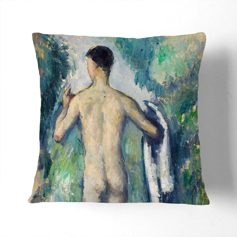 Standing Bather Square Throw Cushion, Black, 55cm H x 55cm W x 20cm D