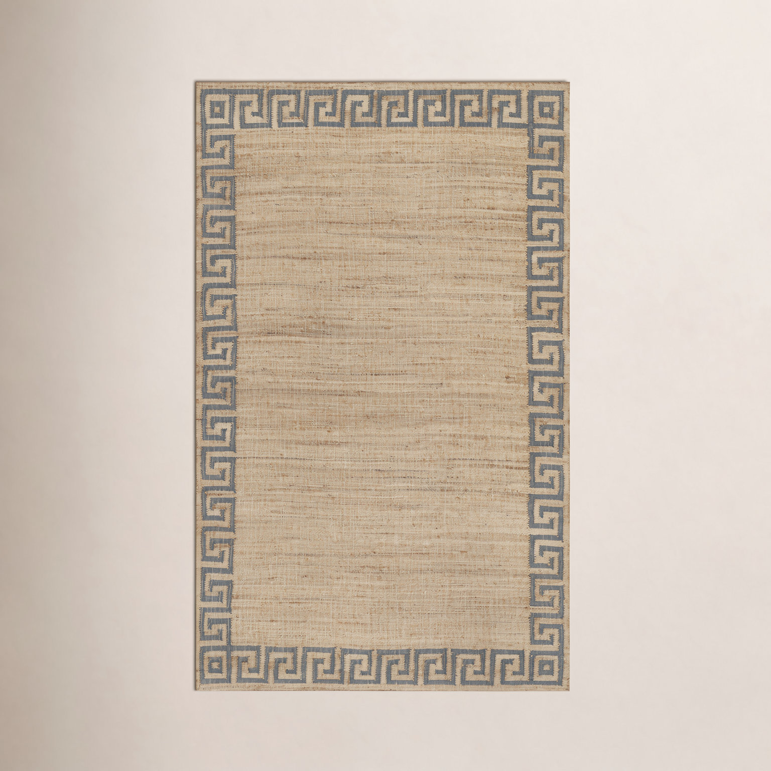 Erin Gates by Momeni Orchard Greek Key Jute and Wool Hand Woven Blue Area Rug , Rectangle 2' x 3'