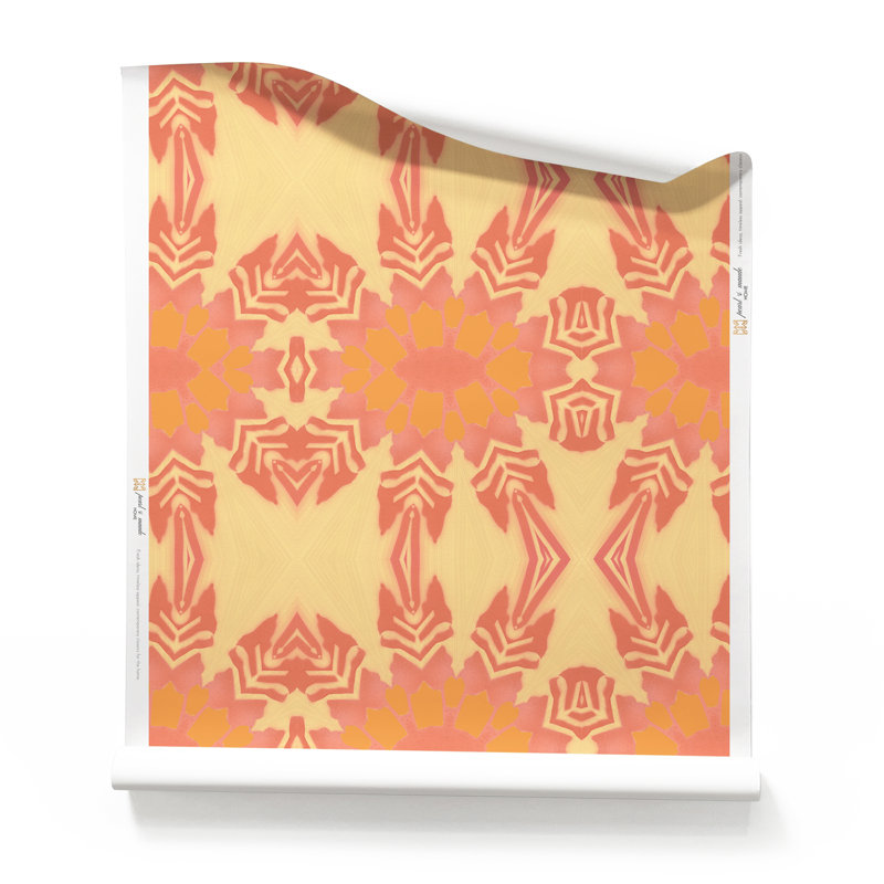 Artémis | Papier peint botanique tropical , Jaune / rouge