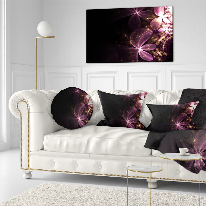  Coussin lombaire abstrait à fleurs fractales brillantes