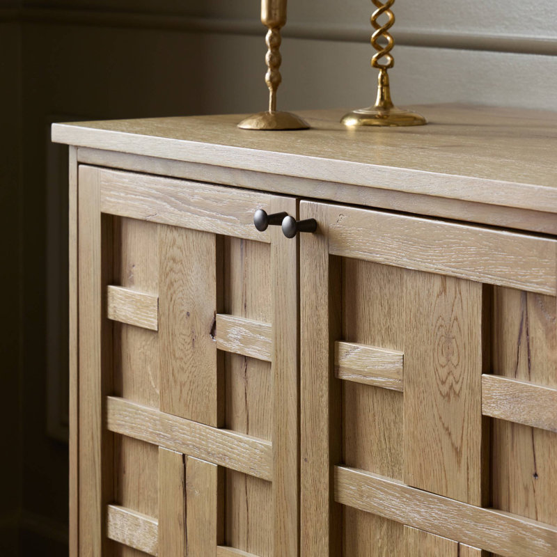 Alessio Media Console-Aged Natural Oak, Aged Natural Oak