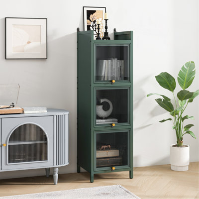 Armoire de porte moderne en verre à trois niveaux avec rangement à quatre niveaux, pour le hall d'entrée, la salle de bain et la salle à manger
