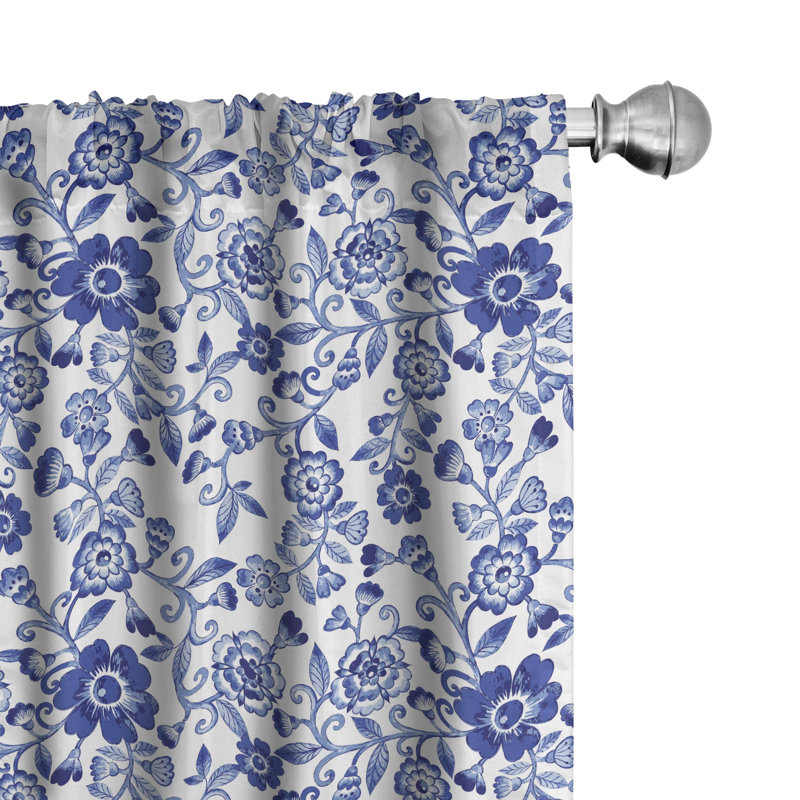 Watercolor Vibrant Floral Semi-Sheer Rod Pocket Curtain Panels, 28" x 84"