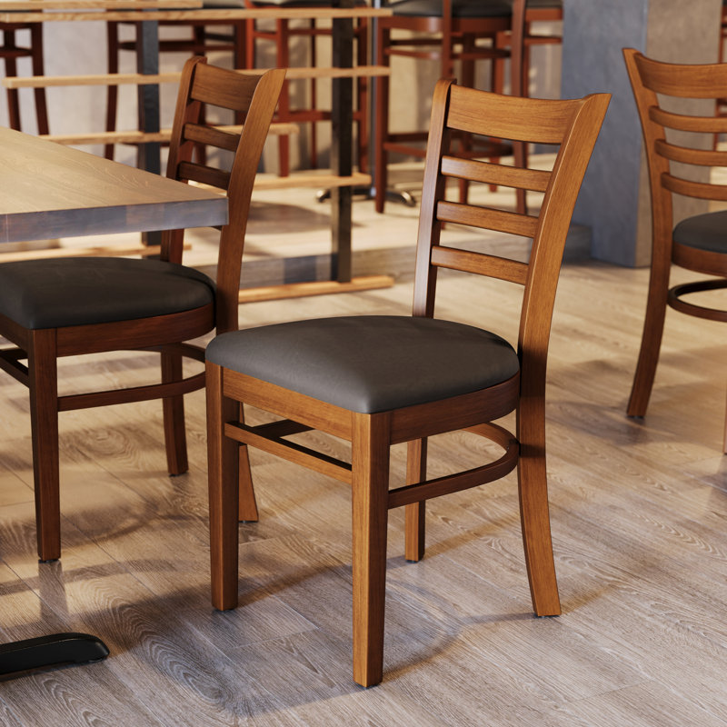 Chaise de restaurant en bois Lyman, Vinyle moka, Cerisier
