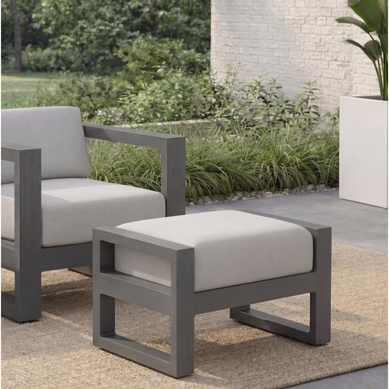 Redondo Outdoor Ottoman, Cast Silver Sunbrella®