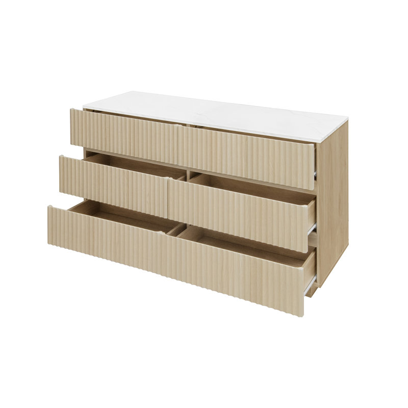 Fluted 6 Drawers Dresser