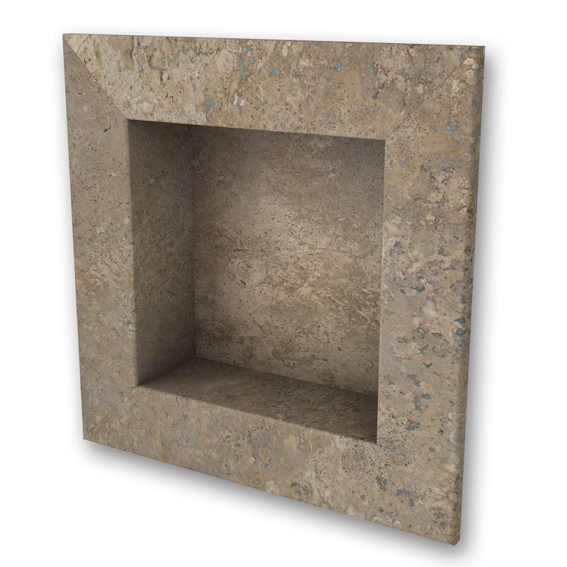 Serviteur de shampooing encastré carré en moka FlexStone de l 17 po x H 17 po FlexStone, Travertin moka