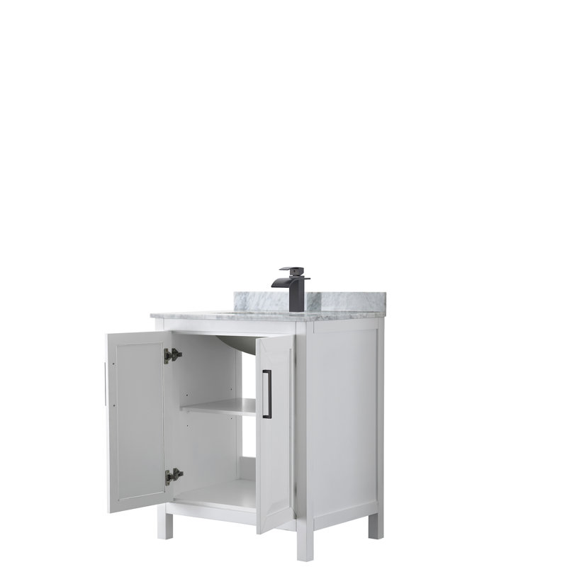 Daria 30'' Single Bathroom Vanity with Marble Top, White, Polished Chrome