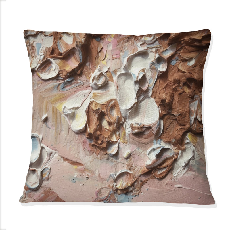 Terracotta Bliss Texture Abstract IV - Coussin décoratif avec peinture abstraite