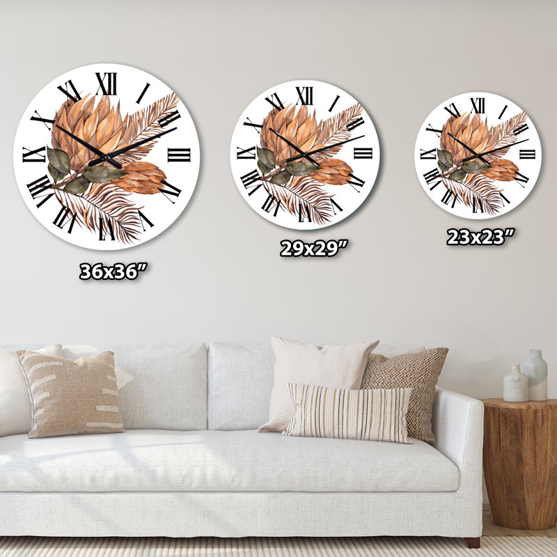 Horloge murale traditionnelle Bouquet de fleurs séchées, Petit