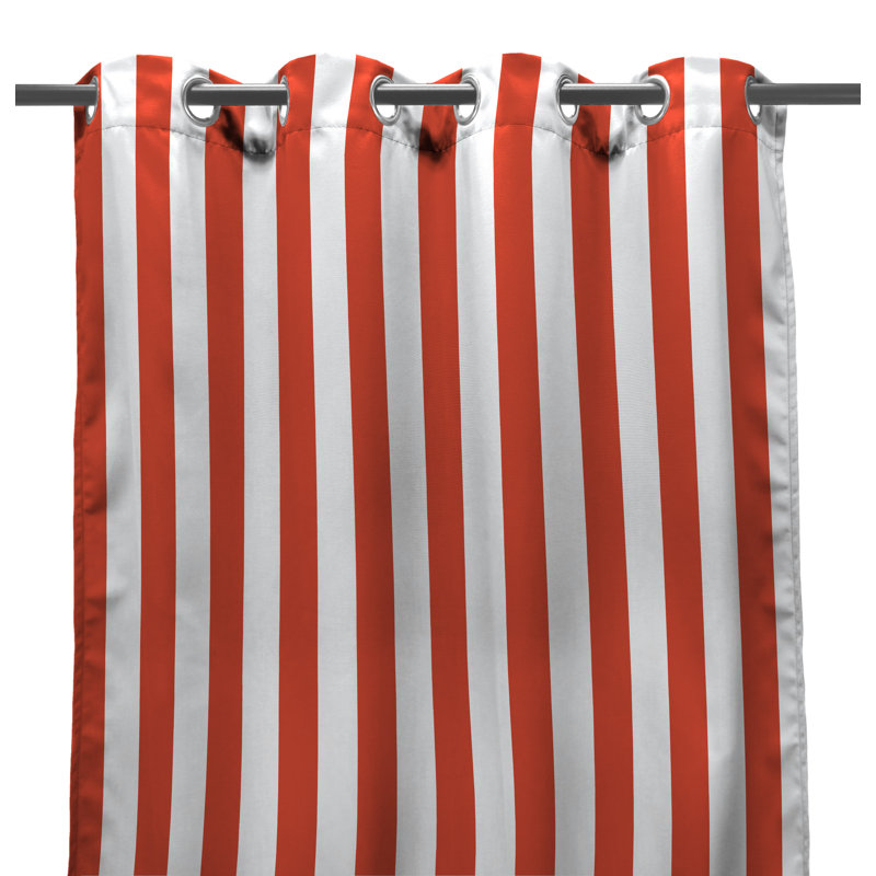 Solid 54" x 84" Grommet Semi-Sheer Outdoor Curtain Panel, Striped Gray, 54" W x 84" L