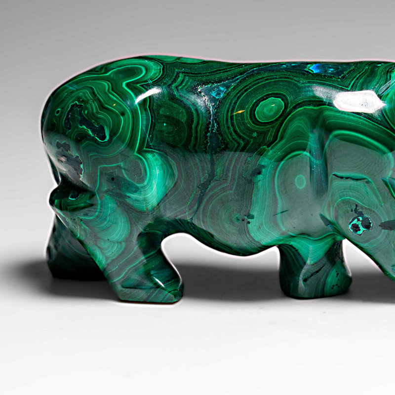 Véritable sculpture de rhinocéros malachite poli (272,4 grammes)