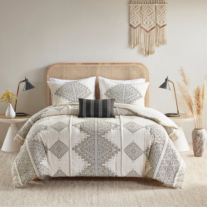 Ensemble d'édredon imprimé 4 pièces avec coussin décoratif