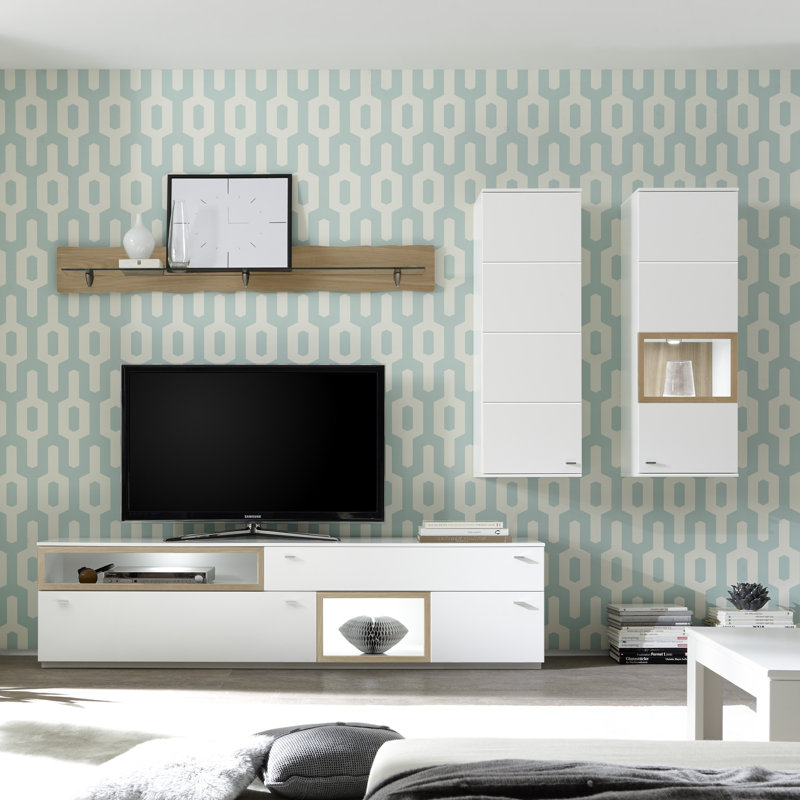 Mustafa Unfinished Entertainment Centre for TVs up to 88", Without a light, Wild oak