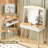 Small Vanity Desk With Mirror And Lights, Big-Capacity Storage And Sliding Mirror, Vanity Set With Two Fluted Drawers, 3 Lighting Colors Makeup Dressing Table