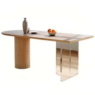 Table de salle à manger moderne en bois massif semi-circulaire
