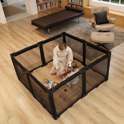 Dearlomum Extra Wide Baby Gate Playpen With Heat-resistant Mesh,foldable Baby Fence,indoor/outdoor Safety Barrier,dog Playpen & Fireplace Gate