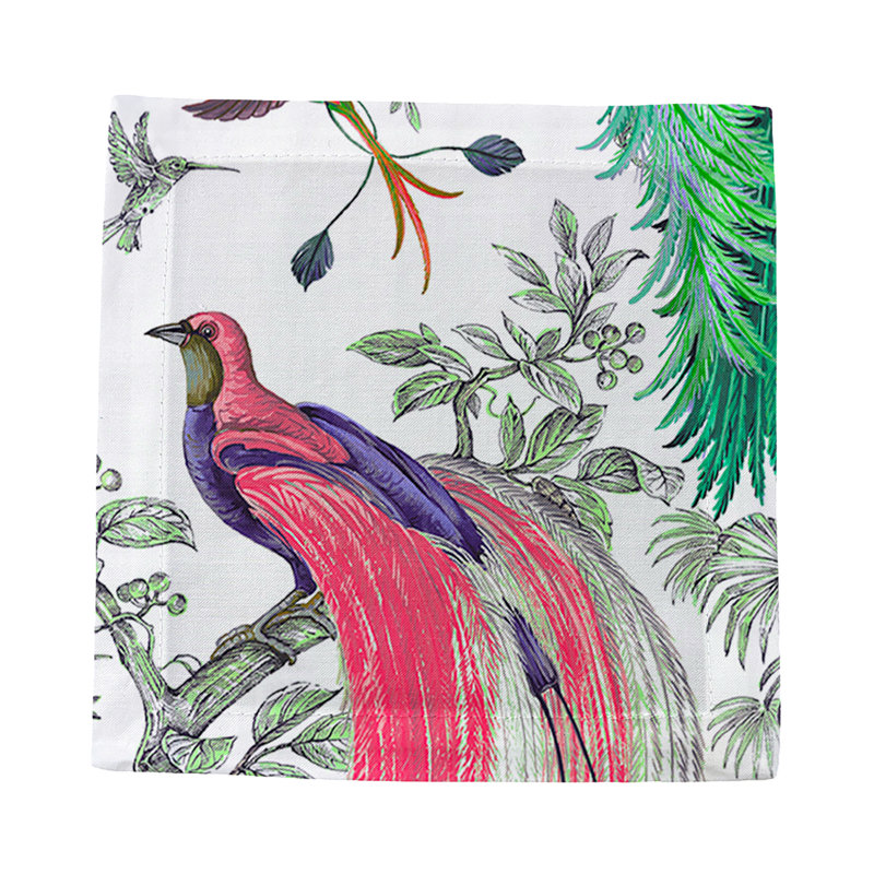 Audubon Exotica Cotton Sateen Cocktail Napkins, Green Persimmon