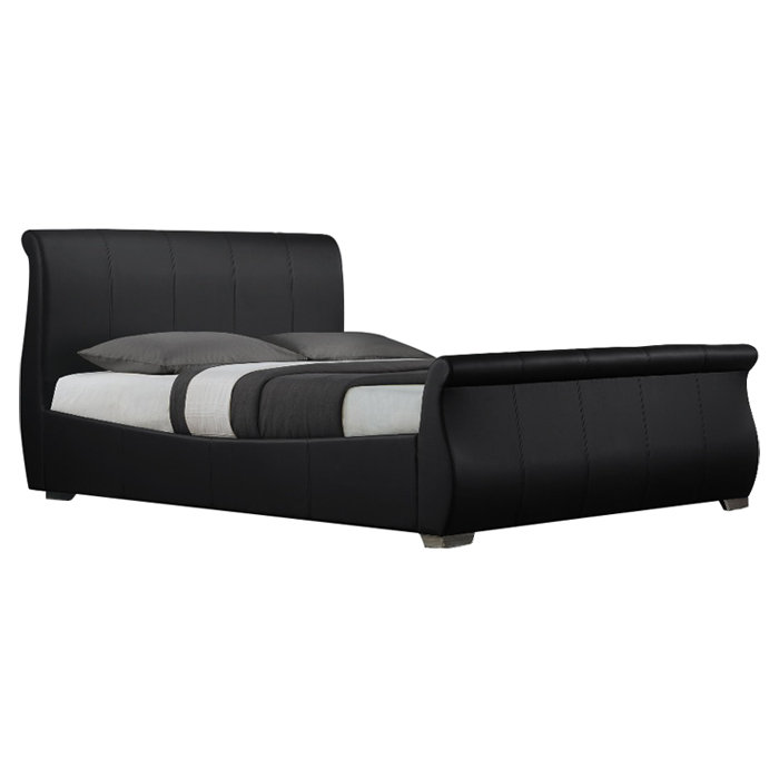 Upholstered Bed, Matt Black, Double (4'6)