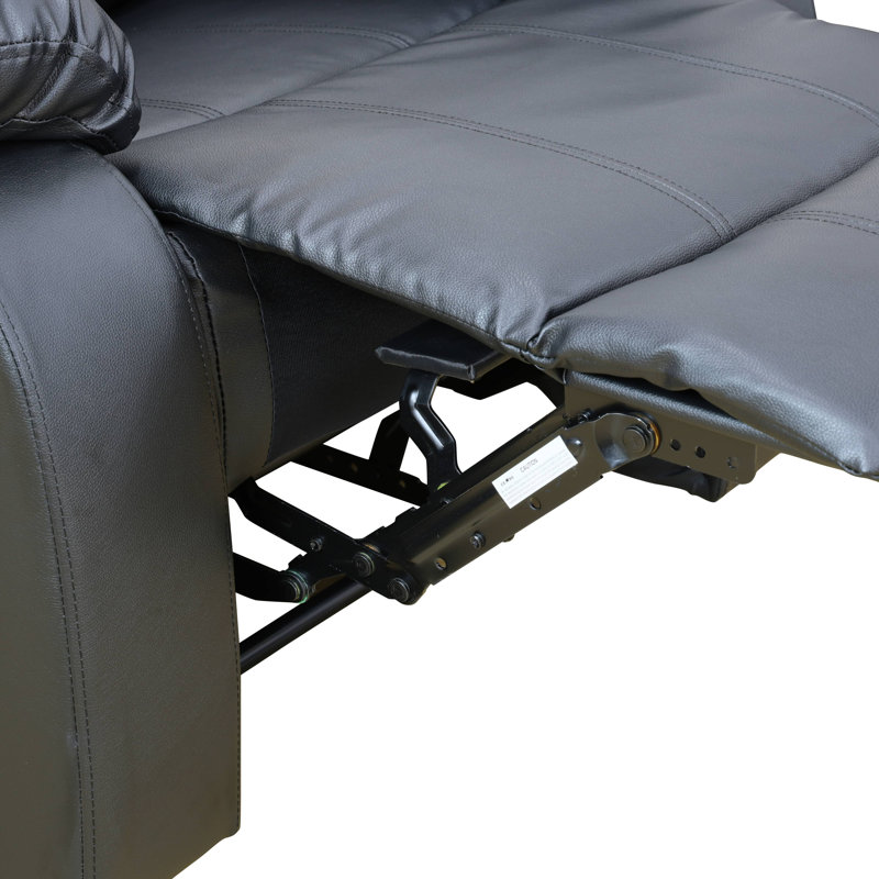 Ensemble de salon inclinable en similicuir 3 pièces Hartranft, Similicuir noir