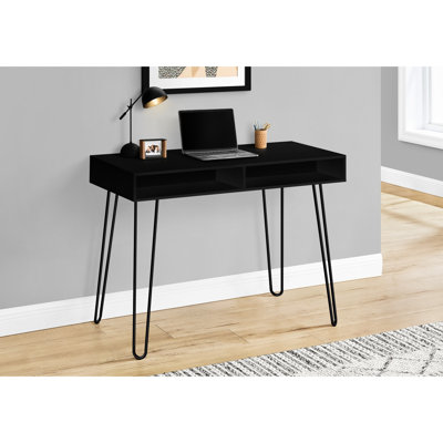 40"l Home Office Computer Desk With Black Laminate Top And Storage Drawers, Metal Leg Assembly Compartments, 40"l, Laminate, Legs, Modern