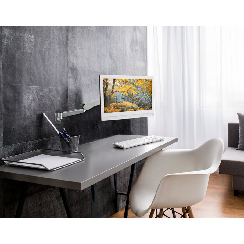 Silver Aluminum Full-Motion Adjustable Wall Mount for 24" Monitors