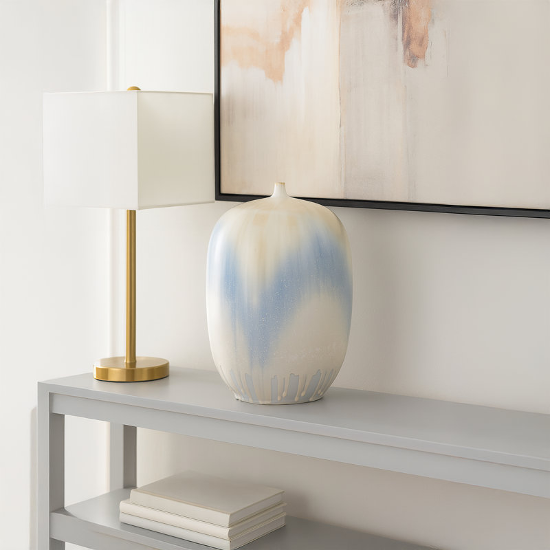 Vase de table intérieur / extérieur bleu / brun clair, H 19 po x l 12 po x P 12 po