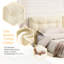 Cadre de lit blanc grand avec lumières DEL, lit flottant rembourré, conception à boutons. Couvre les pieds, commande à distance pour une chambre à coucher tranquille, structure stable et plateforme en cuir PU à utilisation silencieuse-264077893