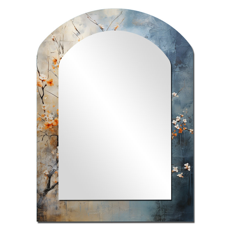 Orange érable bleu sarcelle Glowing Embers III - miroir mural érable érable, 34 po x 25 po