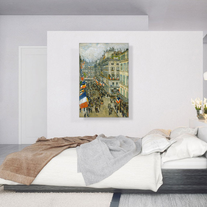 " July Fourteenth Rue Daunou 1910 " by Childe Hassam Painting Print, 40" H x 26" W x 0.75" D