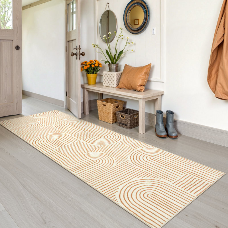 Abstract Washable Area Rug Soft Bedroom Rug for Living Room Ultra-Thin Non Slip Office Carpet, Rectangle 4' x 6'