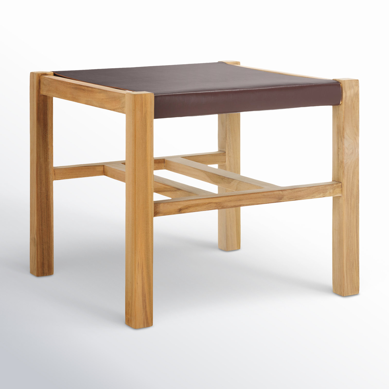 Breckenridge Genuine Leather Accent Stool, Cognac