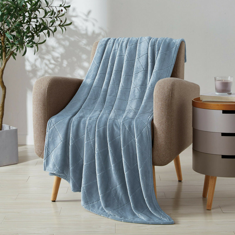 Jeté en molleton ultra doux, Bleu Wedgewood