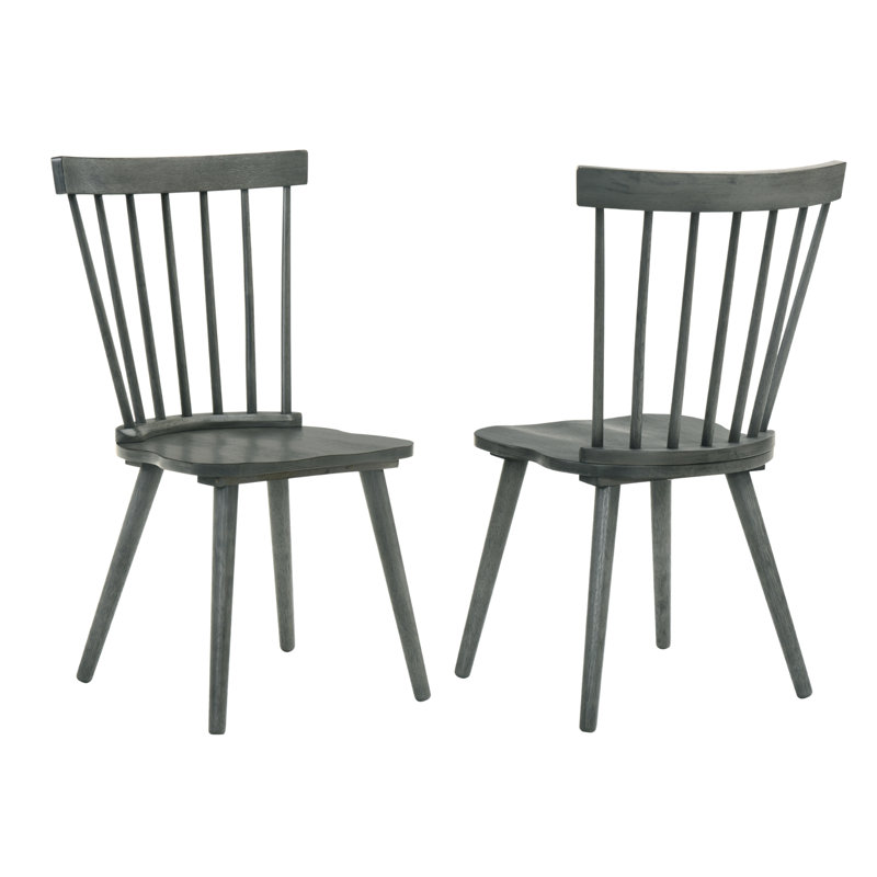[Set Of 2] Rustic Farmhouse Dining Chairs, Solid Wood Side Chairs For Kitchen & Dining Room, Easy Assembly, Grey