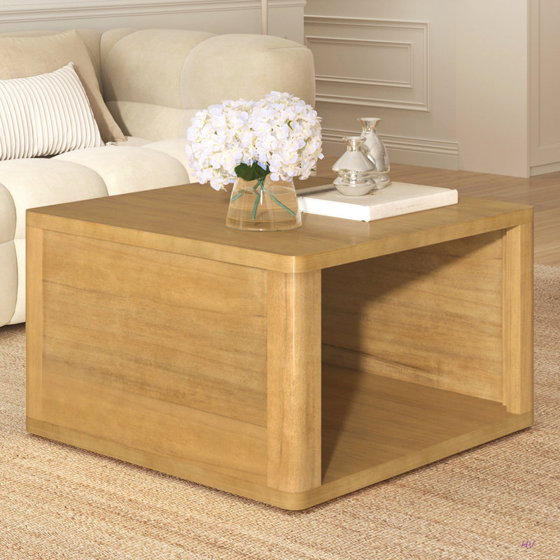 Table basse carrée pour le salon en ferme Table basse avec rangement, table centrale à 2 niveaux avec compartiment de rangement semi-ouvert de 30,8 po