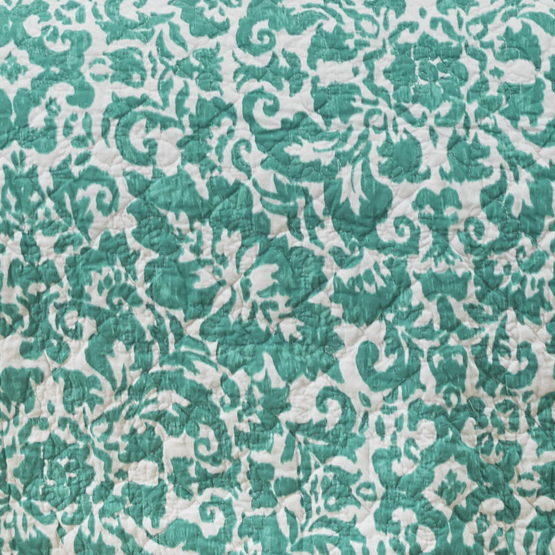 Madison Adriatic Cotton Reversible Quilt Set, Full/Queen Quilt + 2 Shams, Aqua