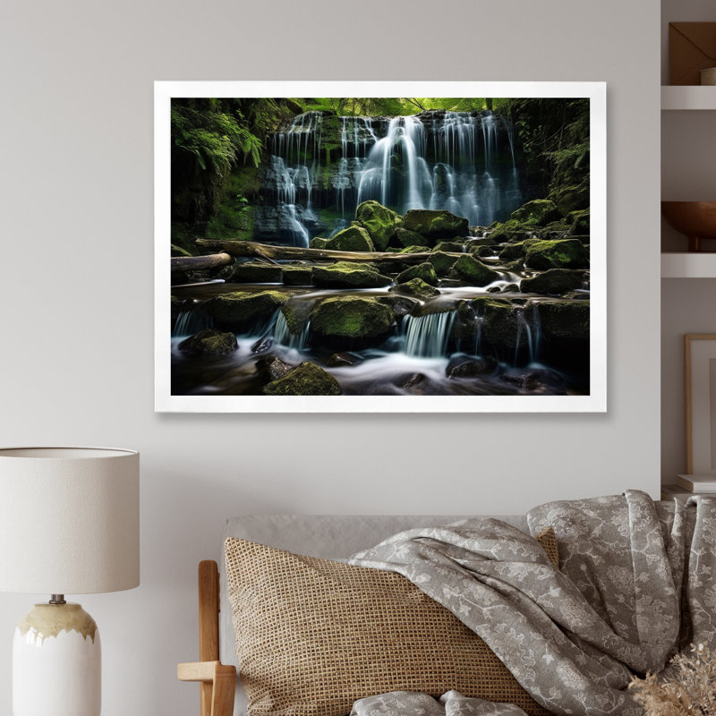 Scenic Whispering Waters Landscape II, Cadre simple blanc, H 34 po x l 44 po x P 1,5 po