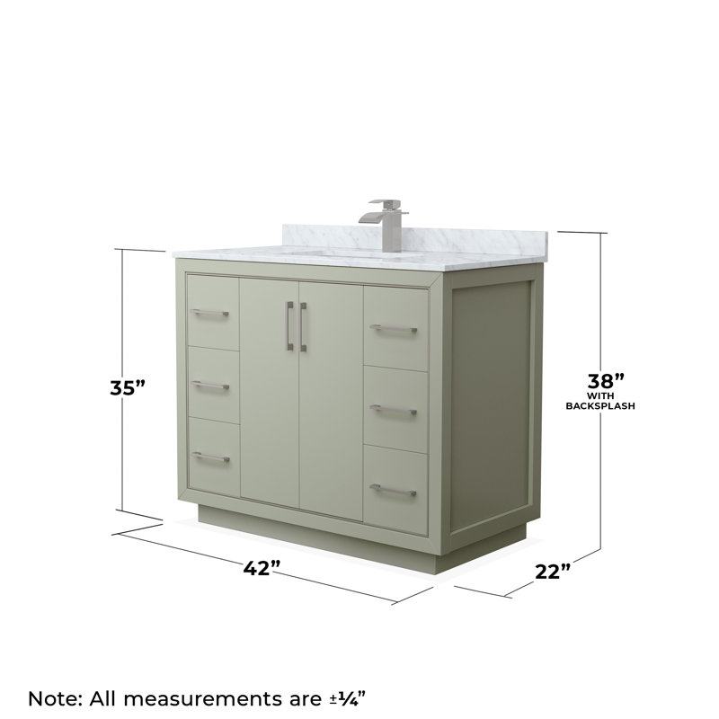 Icon 42" Single Bathroom Vanity Set, Brushed Nickel, Light Green