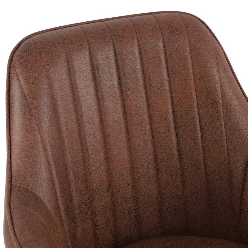 Aisaiah Velvet Fabric Upholstered Armchair, Modern Leisure Chair With Black Metal Legs, Brown Pu-like/Black