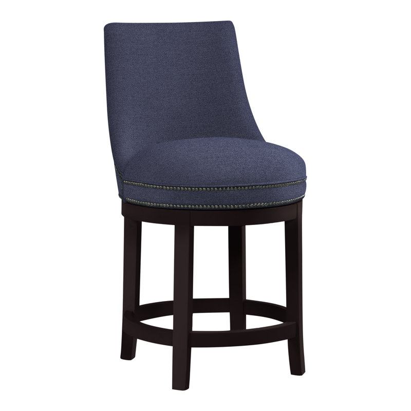 Vesper Upholstered Counter Stool with Solid Wood Frame, Espresso, Indigo (8789 90)