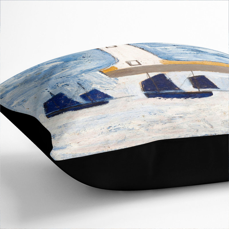 Four Luggars and a Lighthouse Scatter Cushion, Black, 40cm H x 40cm W x 15cm D