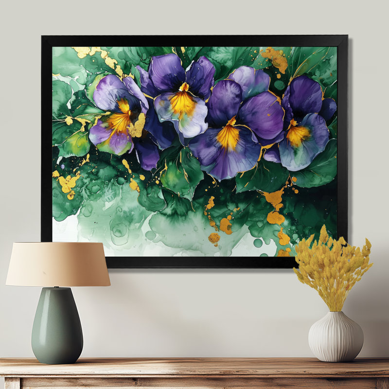 Art mural Wickham - Violets Large, Reproduction d'une seule photo avec cadre, Noir, H 12 po x l 20 po