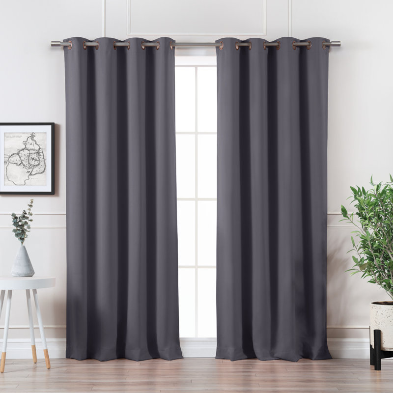 Adina Sevan Solid Thermal Grommet Curtain Panels, 52"W x 108"L, Stone