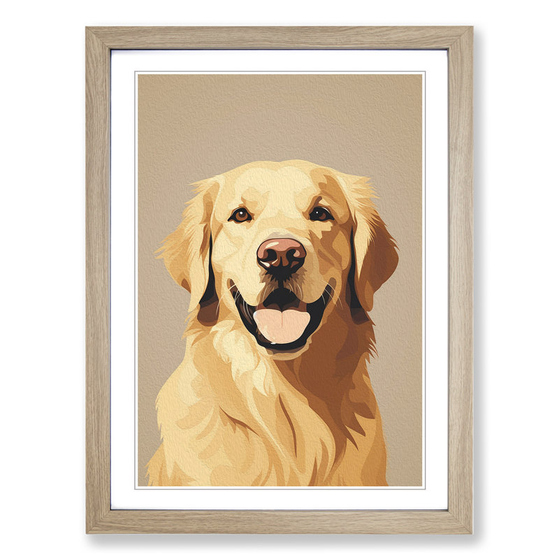 Golden Retriever Minimalism - Framed Print