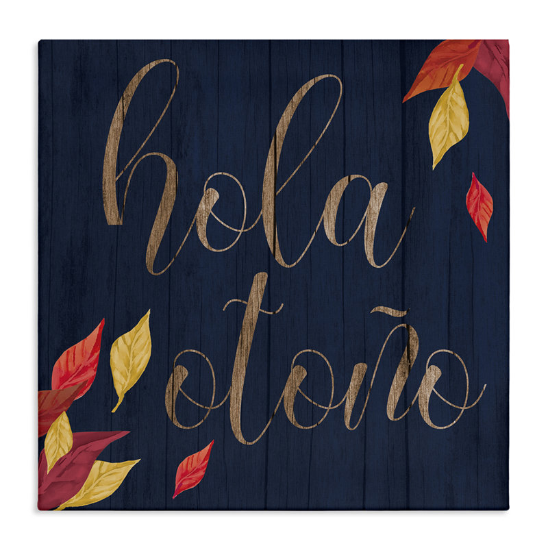 Art mural sur toile Hola Otoño con Hojas par Lil 'Rue, H 17 po x l 17 po