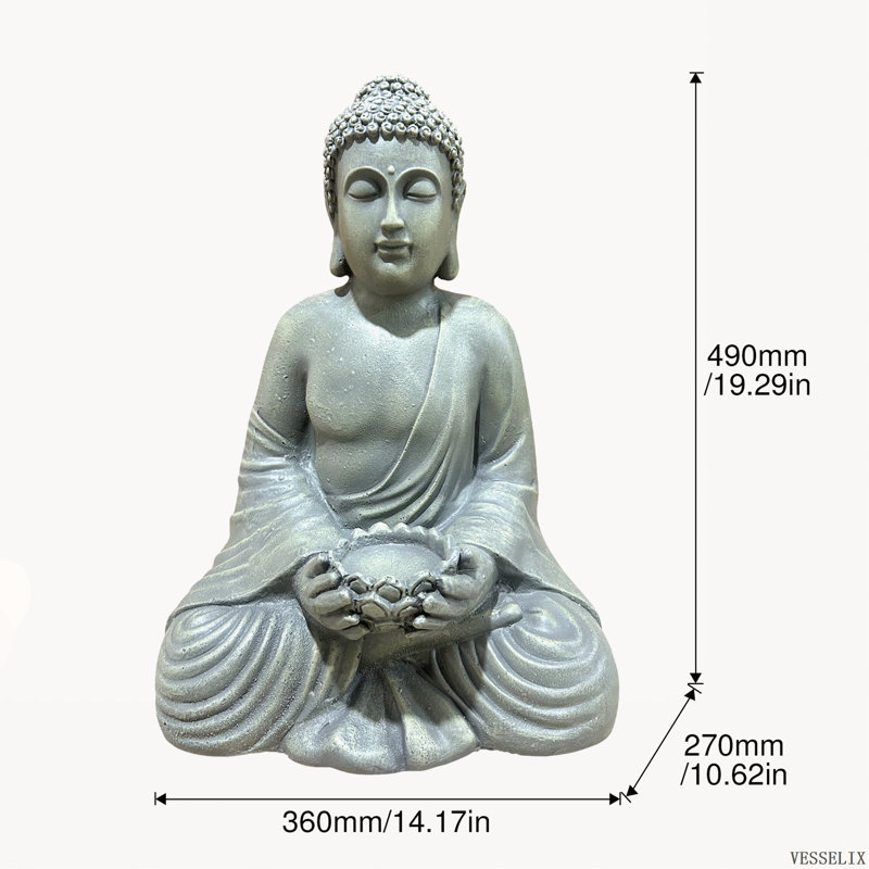 Statue de Bouddha en oxyde de magnésium pour jardin, sculpture résistante aux intempéries pour la décoration de cour extérieure