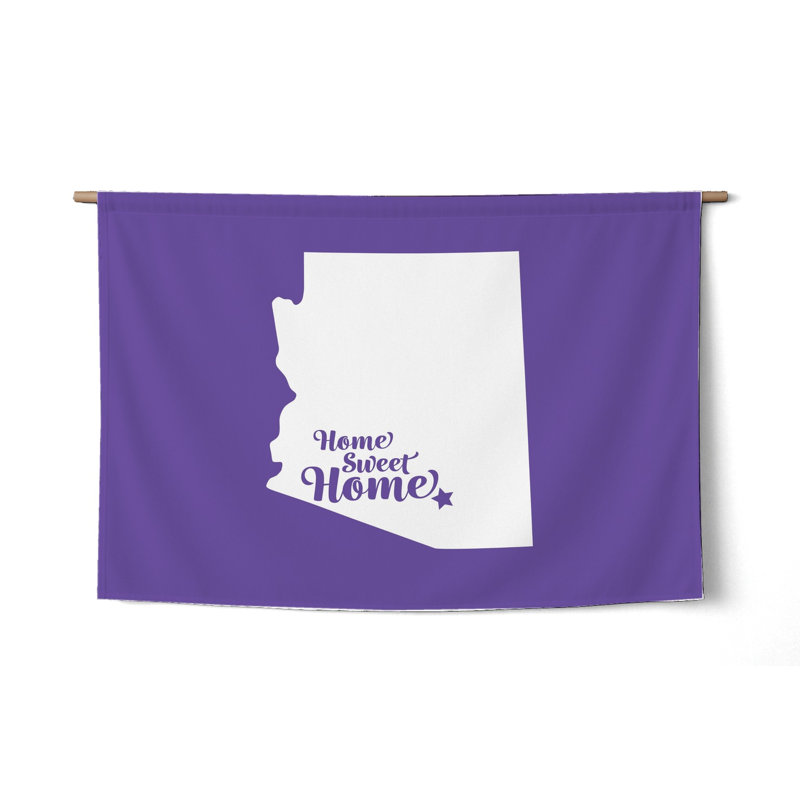 Home Sweet Phoenix — Silhouette de l'État de l'Arizona — Tapisserie murale tissée paysage, 26" H x 36" W