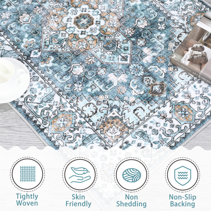Senai Washable Oriental Indoor Rug, Rectangle 5' x 7'