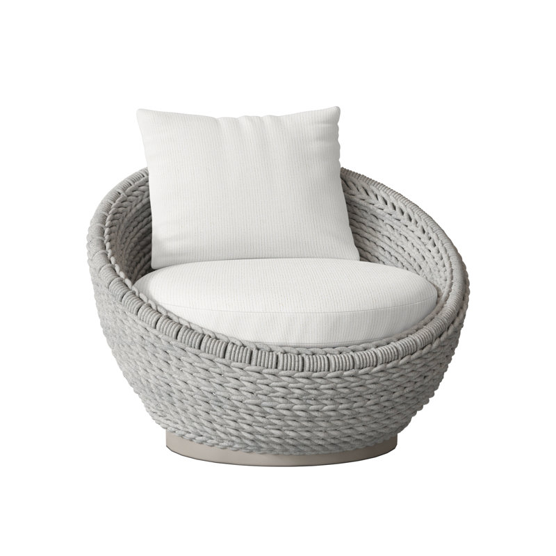 Savaii Outdoor Swivel Papasan Chair, Cream Outdoor Poly 6070-002